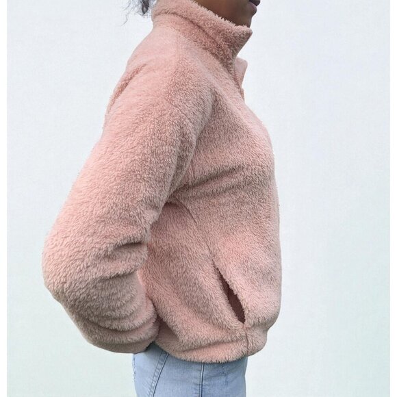 Uniqlo WomenS Pink Fleece Jacket Size M Full-Zip Soft Warm Outerwear - Picture 4 of 6